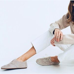 Hobes Suede Boat Shoe in Grey with Dust Bag